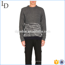 Two tone fashion men spandex pullover cashmere sweater